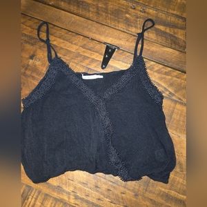 Franchescas Embroidered Black Crop Top in Size Medium